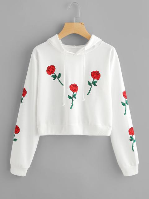 Rose Print Hoodie