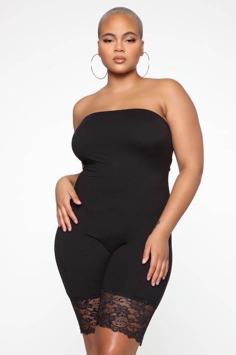 strapless biker short romper