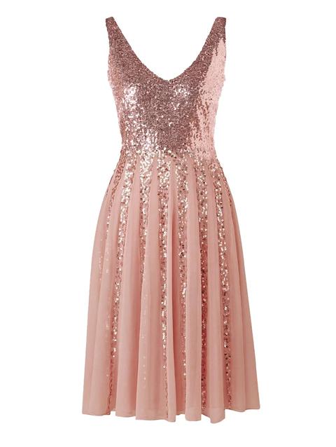 Sleeveless Sequined Chiffon Dress