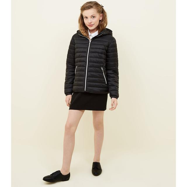 girls black puffer jacket with hood