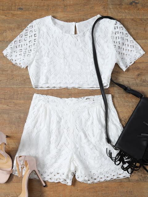 Guipure Merletto Bassiera + Bianco Shorts Twinset White