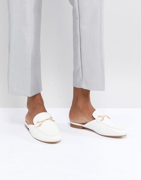 Raid White Flat Mules - White Pu