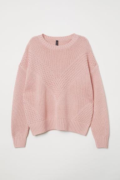 H & M - Pullover In Cotone Strutturato - Rosa