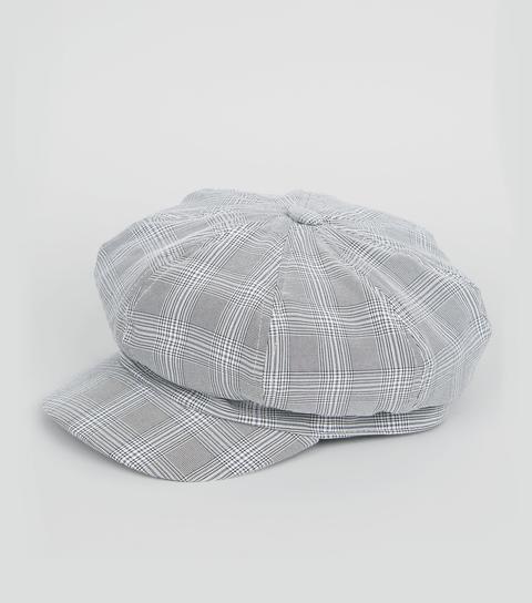 Grey Check Baker Boy Hat