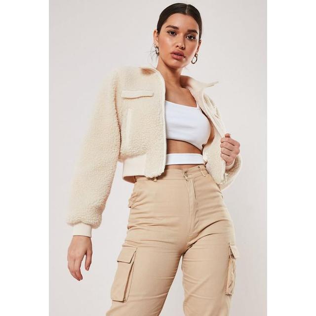cream cropped teddy jacket