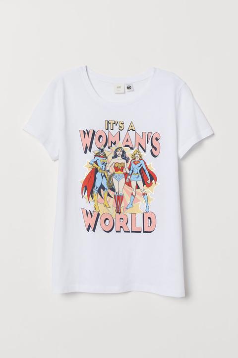 T-shirt Mit Motiv - White - Damen