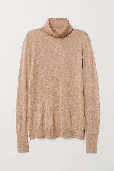 H & M - Jersey De Cuello Alto En Punto - Beis