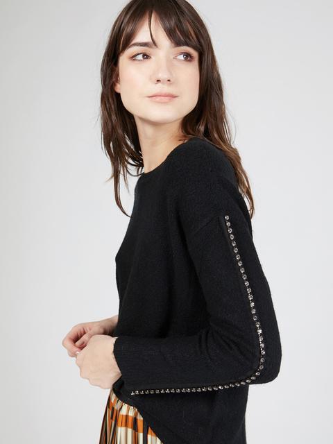 Maglia Misto Lana Con Strass