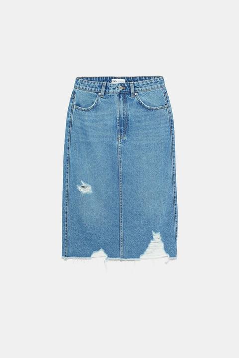 Ripped Denim Skirt