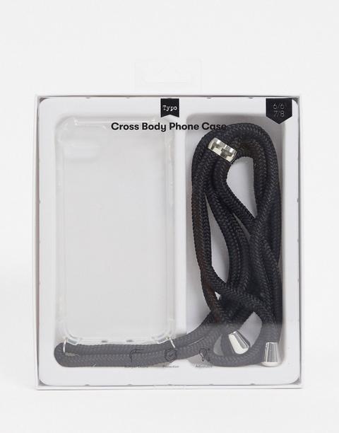 Funda Bandolera Y Transparente Para Iphone 6/7/8 Con Correa En Negro De Typo