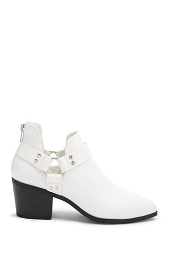Forever 21 Faux Leather Ankle Boots , White