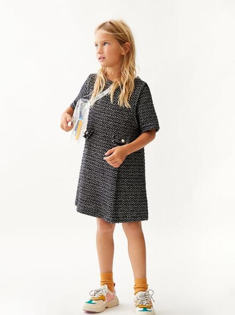 Vestito In Tweed Con Perle