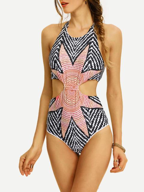 Bikini Con Stampa Tribale Cut-out