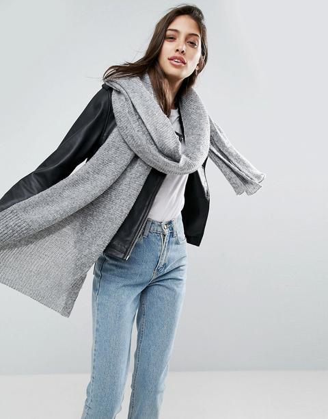 Asos - Sciarpa Lavorata Oversize Lunga - Grigio