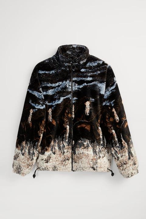Cazadora Efecto Pelo Estampado