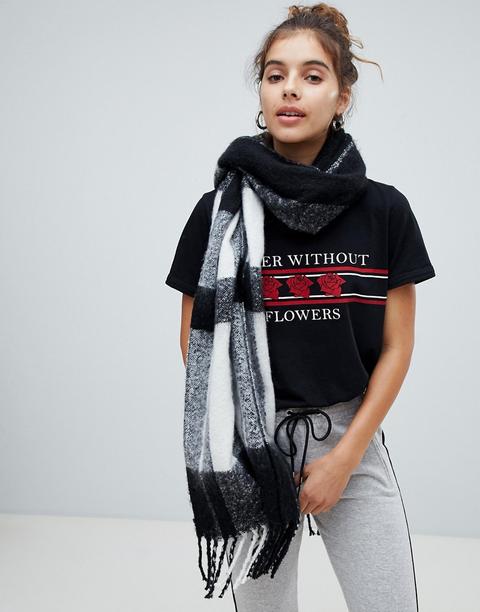 Bershka Checkerboard Scarf - Black