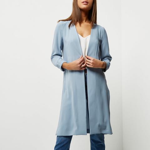 Light blue duster clearance coat