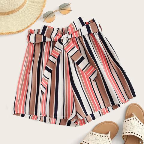 Shorts A Righe Con Nodo