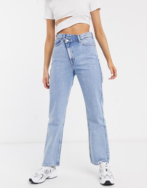 Weekday Skew Off-center Fly Straight Leg Jean In Light Blue Wash