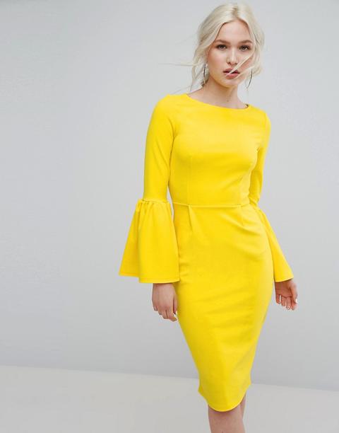 Vestido De Tubo Con Mangas Con Volantes Extremos De Club L