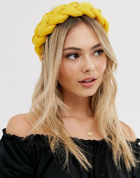 Asos Design - Serre-tête Tressé - Jaune Moutarde