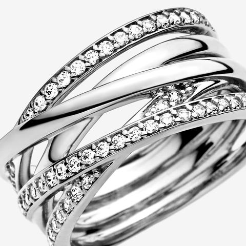 Anello Linee Intrecciate Scintillanti