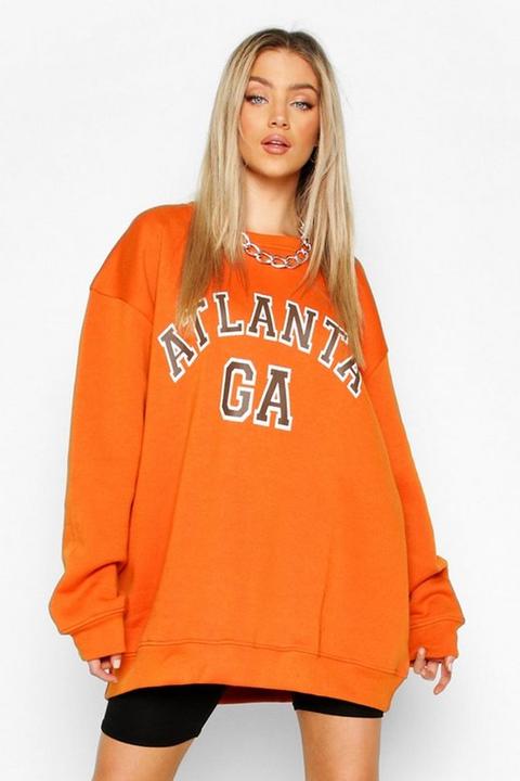 Sudadera Ancha De Atlanta, Naranja Oscuro