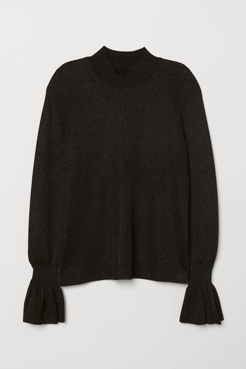 Jersey Con Mangas De Volante - Negro