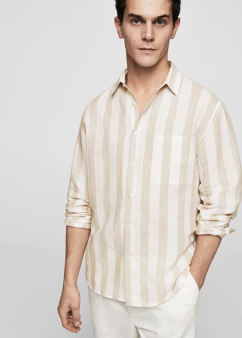 Camisa Regular-fit Lino Rayas