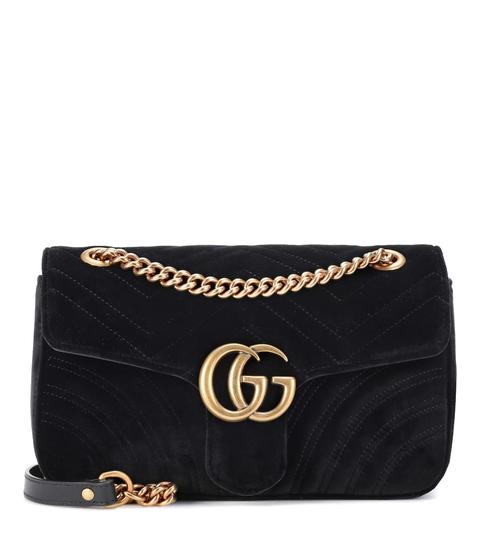 gg marmont small velvet shoulder bag