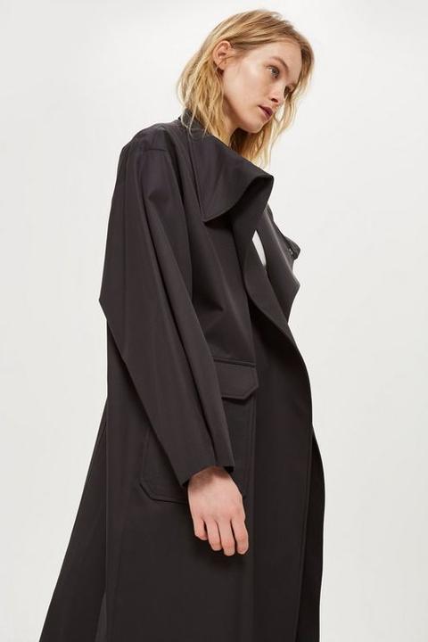 Womens **fold Neck Duster Coat By Boutique - Black, Black