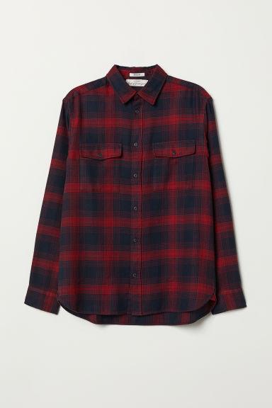 H & M - Camisa De Franela Regular Fit - Rojo