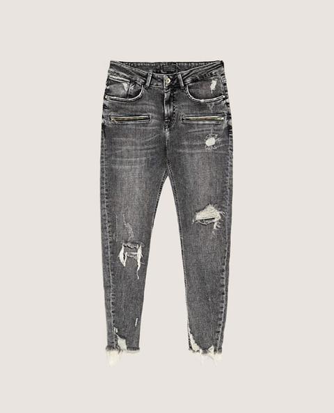 Denim Skinny Cremalleras