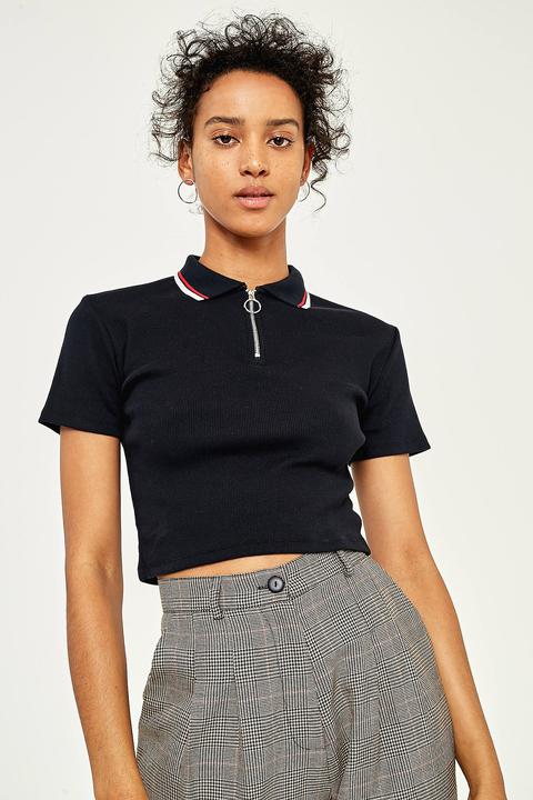 Urban Outfitters Half-zip Cropped Polo Top - Womens Xs