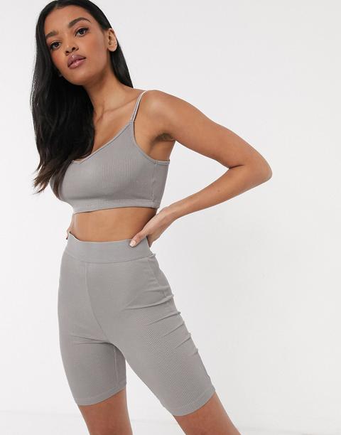 Asos Design Lounge Mix & Match Crop Top-grey