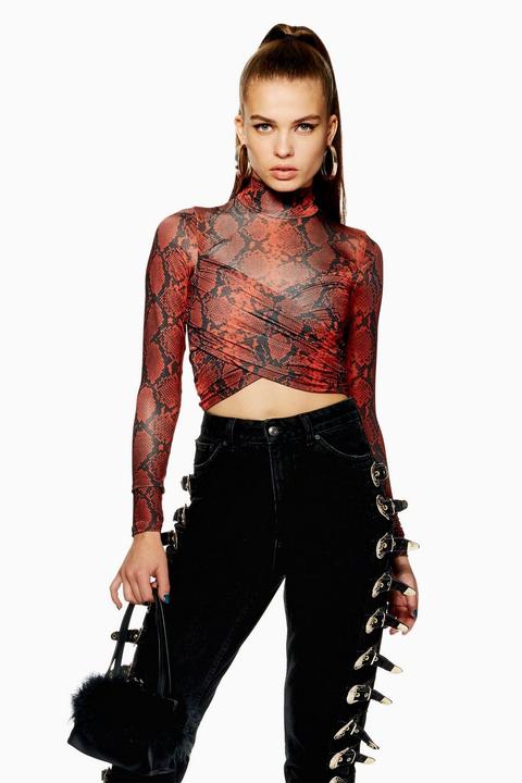 Snake Wrap High Neck Top