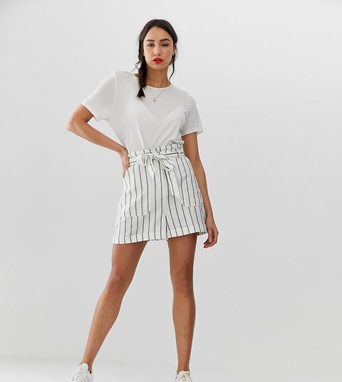 Asos Design Tall - Short En Lin Noué À La Taille - Rayures