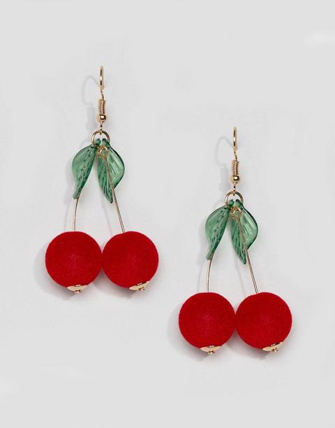 Pendientes Largos Con Pompón Y Cereza De Asos