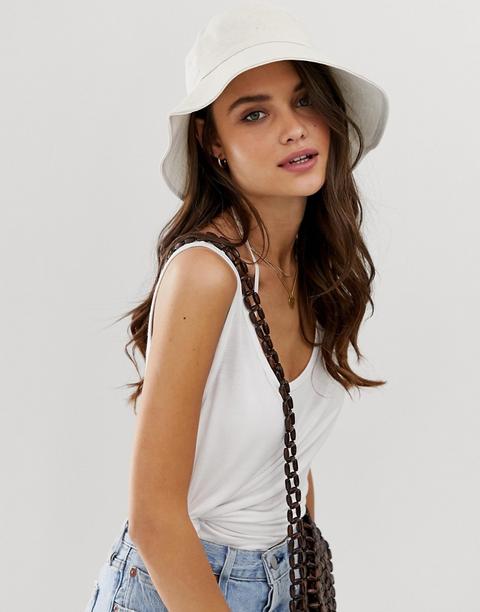 Asos Design - Bob Style Pêcheur En Coton-blanc