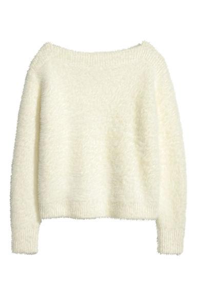 H & M - Pullover A Pelo Lungo - Bianco