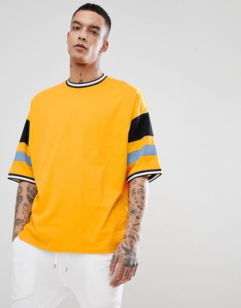 Asos Design - T-shirt Oversize Gialla A Blocchi Di Colore - Giallo