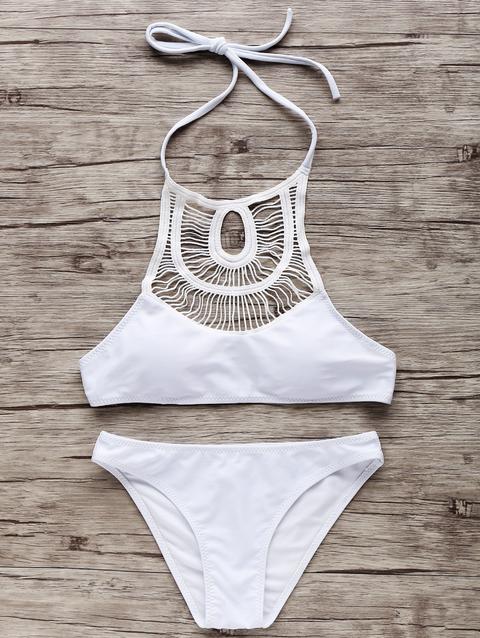 High-neck Hollow Out Bikini Set