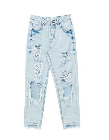 Jeans Mom Fit Strappi