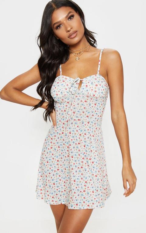 cream ditsy floral dress