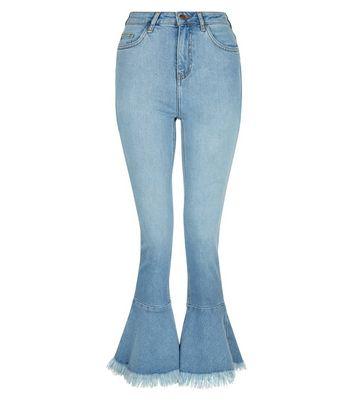 Blue Frill Hem Flared Jeans