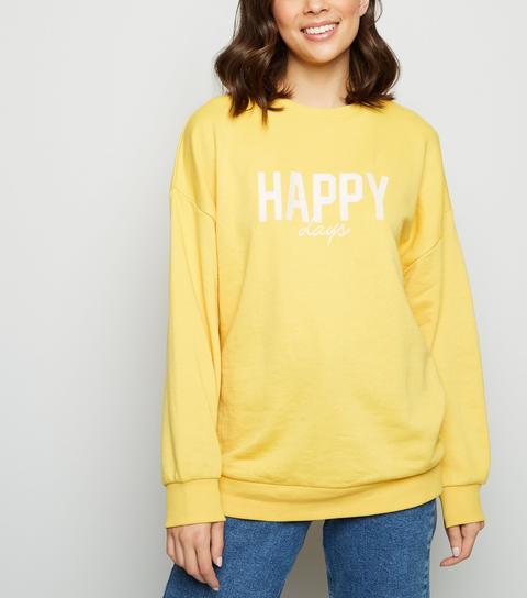 yellow happy sweatshirt