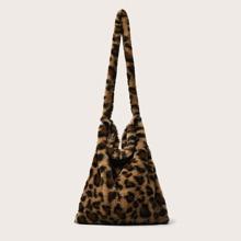 Bolso Hobo Mullido De Leopardo