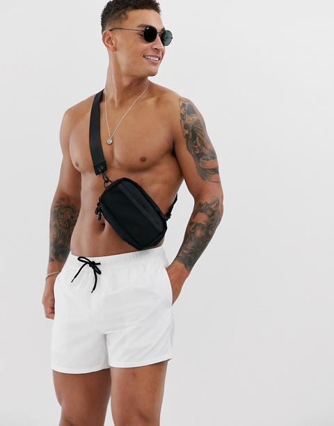 Shorts De Baño Cortos En Blanco De Asos Design