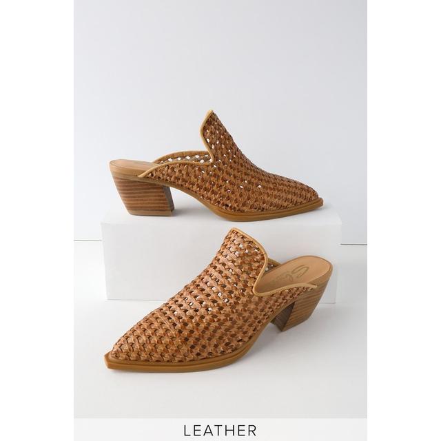 woven mules tan