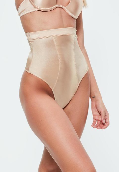 Nude Shiny High Control Knickers, Nude